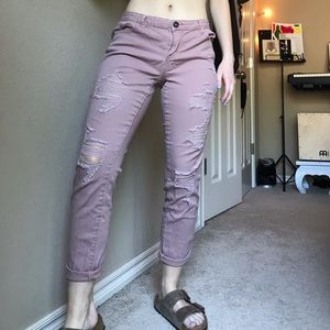 Nude pink ripped pants 👛